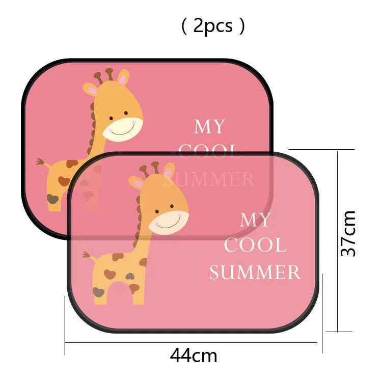 Electrostatic adsorption car side window sunshade in animal-themed pair sizes with nylon mesh material
