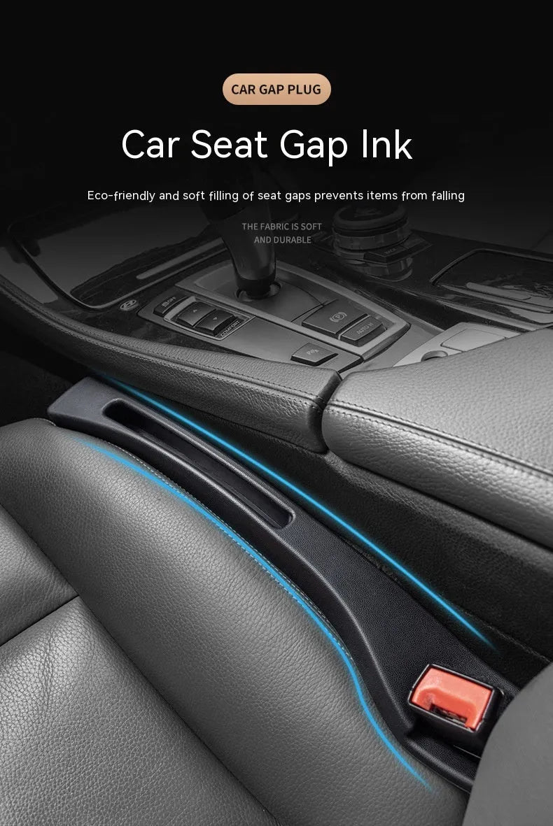 Black plastic car seat gap storage organiser with handle for phones and keys