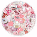 63-piece pack of 3D decorative stickers with pink girl heart patterns in cute style