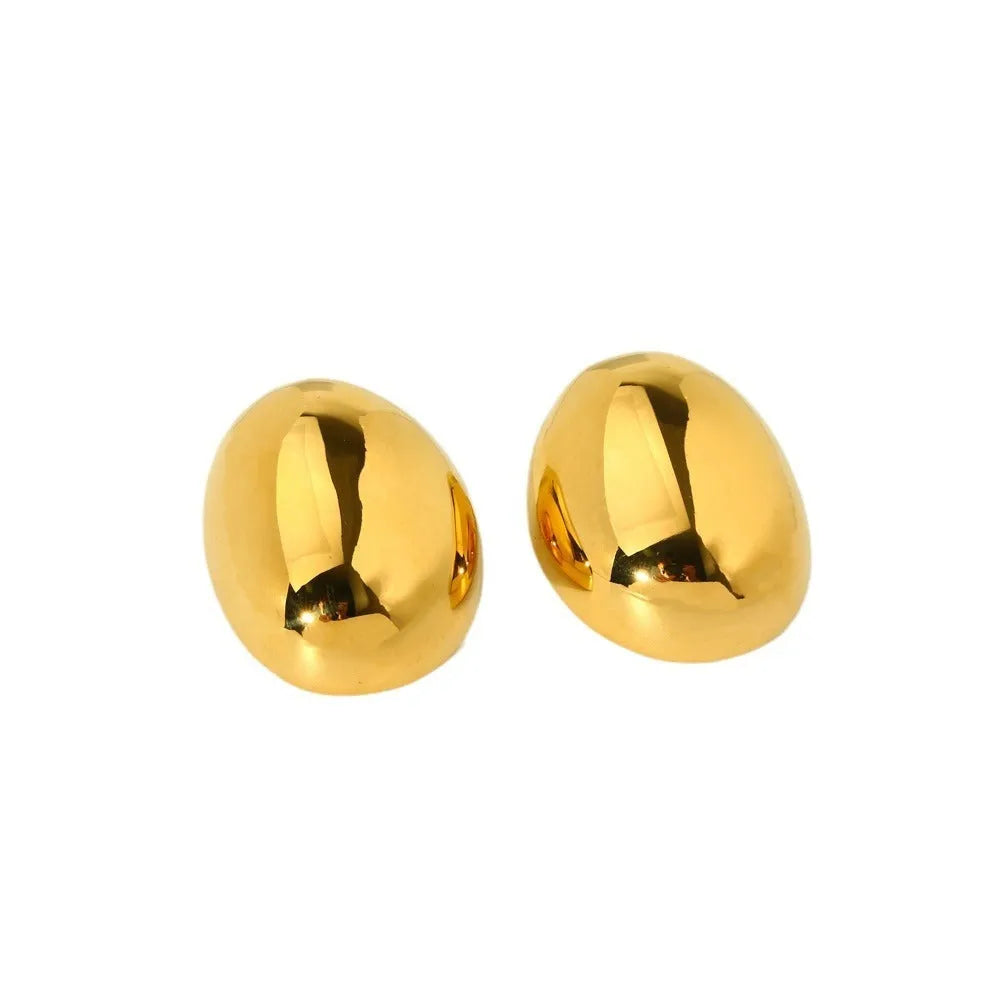Geometric line earrings for women in gold colour DFE139 with a glazed surface, made from stainless steel.