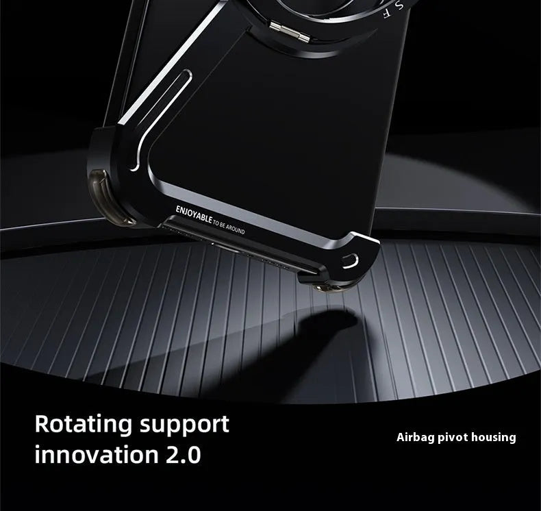 Black electroplated metal phone case for iPhone 17 Pro Max showing a hidden magnetic bracket.