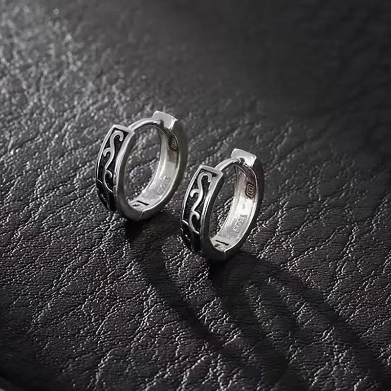 Men's geometric copper earrings in West Coast hip hop style showing 10mm and 14mm size options