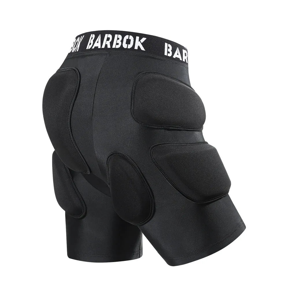 Black roller skating hip pad pants made from spandex and NBR foam for fall protection