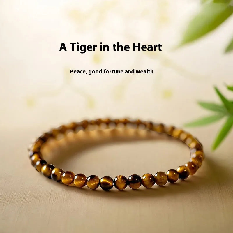 New Chinese style geometric tigereye bracelet showing manual craftsmanship and round element details