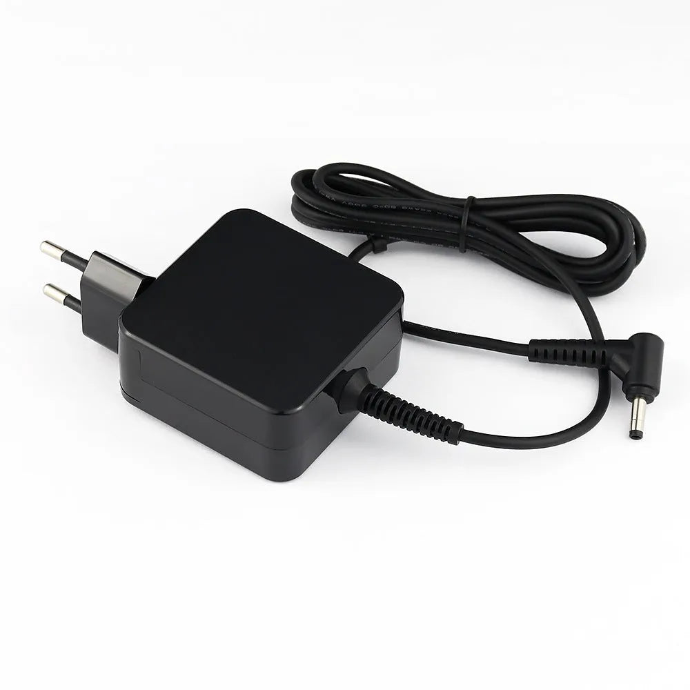 Black 45W laptop power adapter with American standard plug and DC connector