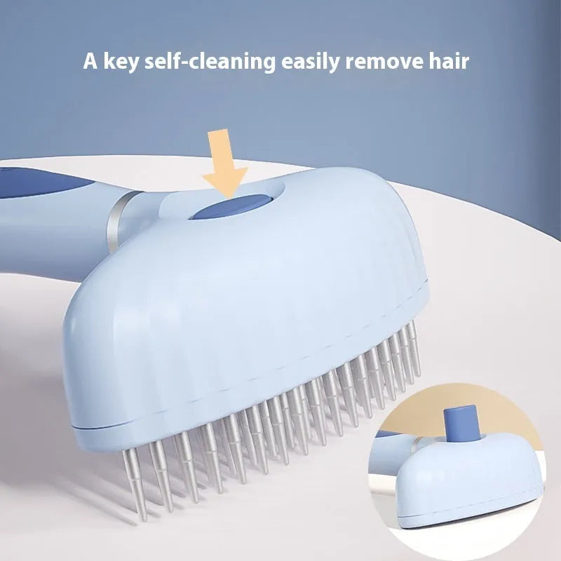 Azure light blue pet comb with double row stainless steel teeth for dog grooming