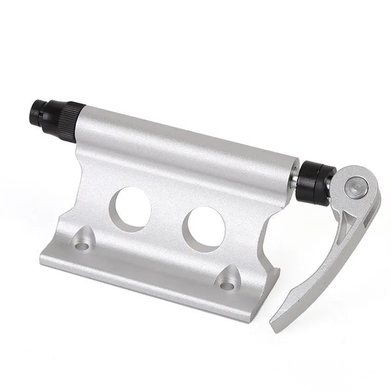 Silver metal quick release clamp for bicycle front fork stabilisation