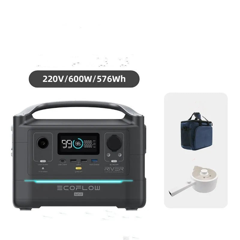 RIVER Pro portable power station with 720Wh capacity and multiple AC, USB, and DC output ports