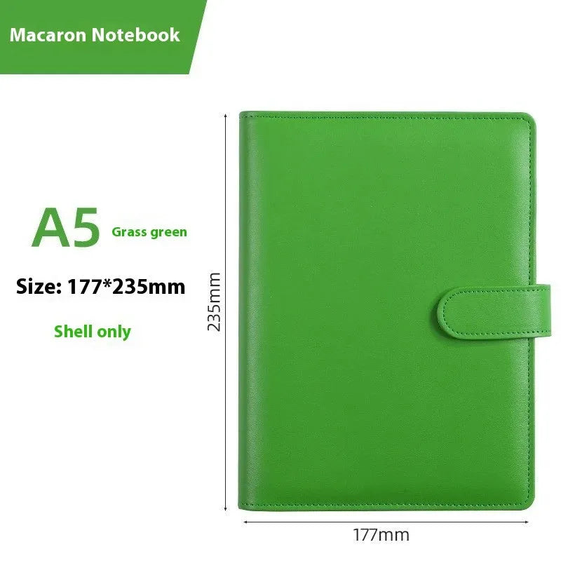 A5 PU leather notebook shell with zipper closure in a solid colour, shown closed.