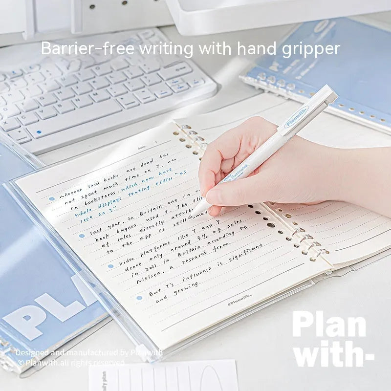 A5 PVC spiral notebook in blue or white colour with spiral binding for loose sheet storage