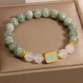 Natural oil green emerald crystal bracelet for women with five scriptures design elements