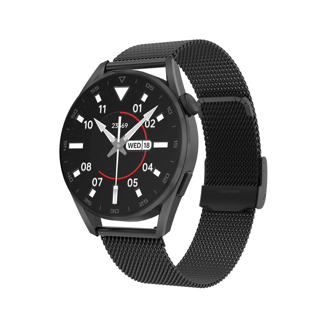Bluetooth smart watch with metal wristband and 1.3-inch IPS touchscreen display