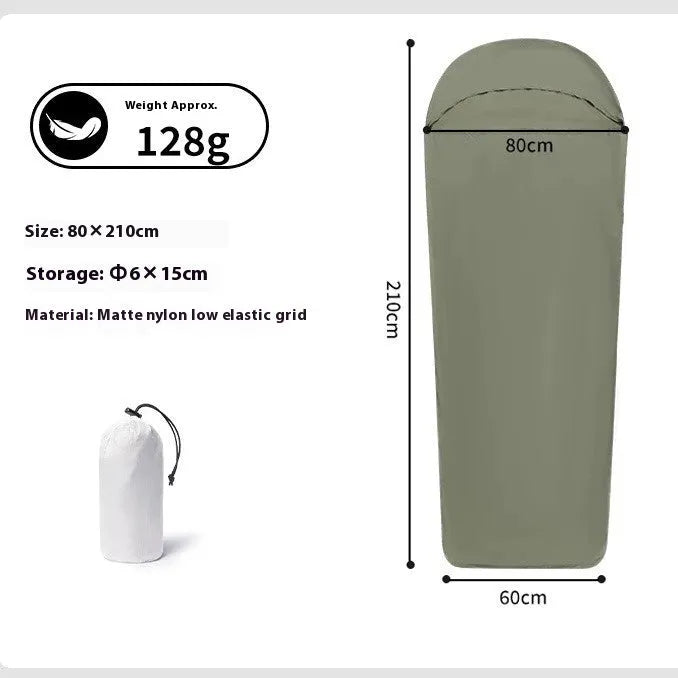 Blue and green lightweight nylon mummy sleeping bag for adult camping