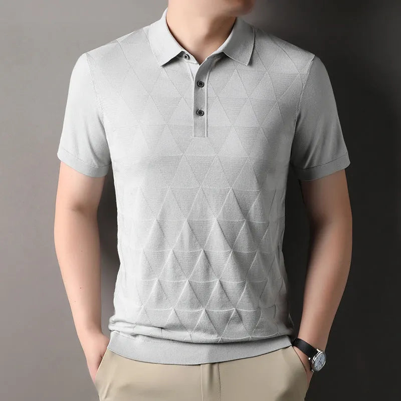 Men's short sleeve T-shirt in DX525 Green ice silk lyocell fabric, quick-dry casual top