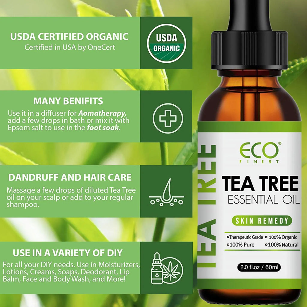 Essential tea tree oil massage oil 60ml bottle for acne skin