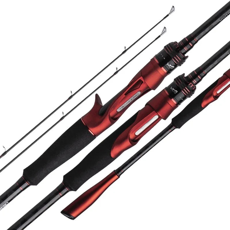 Carbon fishing rod showing straight handle and pikestaff style options, with length choices of 210cm and 240cm for lure fishing.