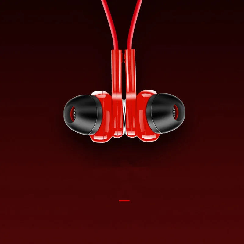 Neckband sports Bluetooth earphones in red, black or white with binaural design