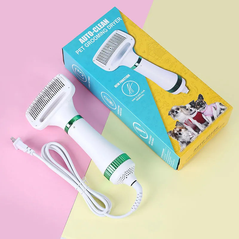 Pet hair dryer with hot air comb, three-gear adjustment, 300W, for dogs and cats