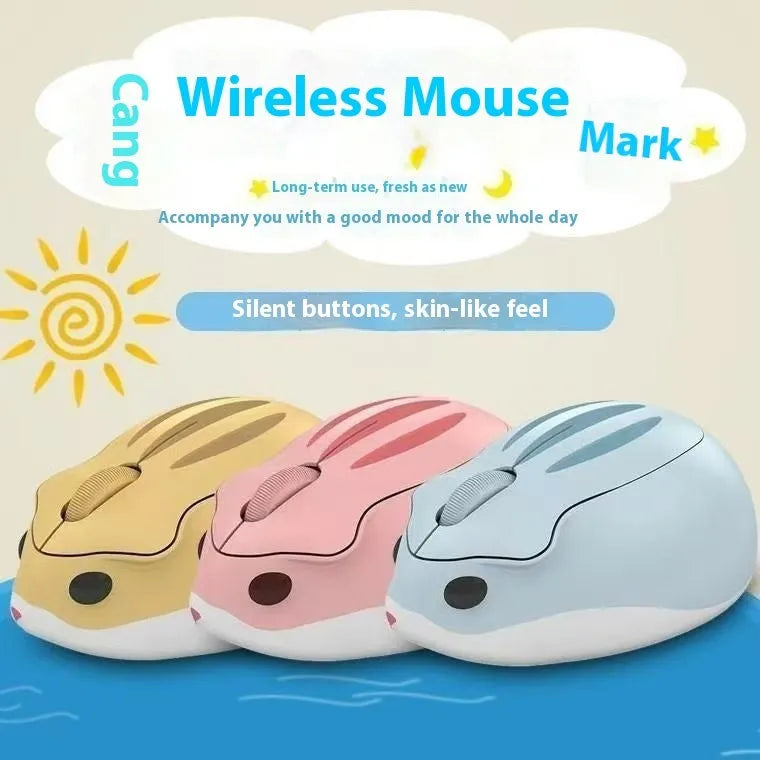 Hamster Bluetooth wireless silent computer mouse in grey mute colour showing compact portable design