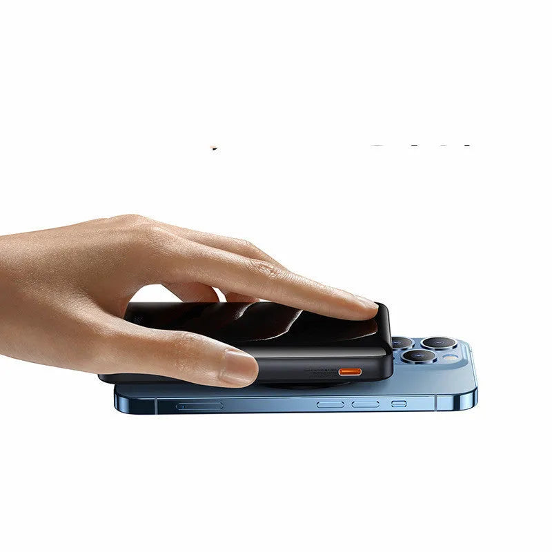 3-in-1 slim magnetic power bank wireless in blue with USB cable and PC+ABS shell