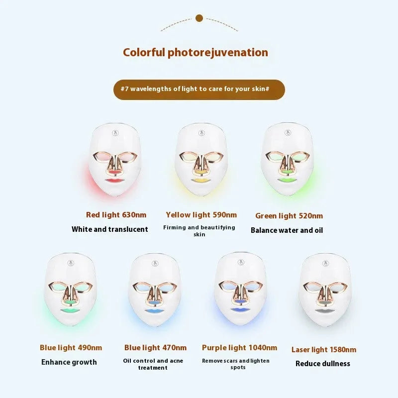 Rechargeable manual touch LED beauty mask in ABS plastic housing with fixing strap