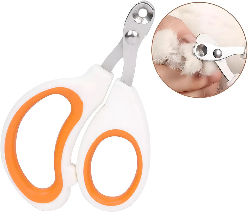 Blue pet nail clippers with a circular hole for safe trimming of cat, bird, and reptile nails.