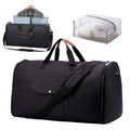 Folding luggage duffel bag in dark blue with 36-55L capacity for travel and workout use