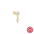 S925 sterling silver flat column threaded ear bone studs in gold electroplated finish