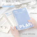 A5 PVC spiral notebook in blue or white colour with spiral binding for loose sheet storage