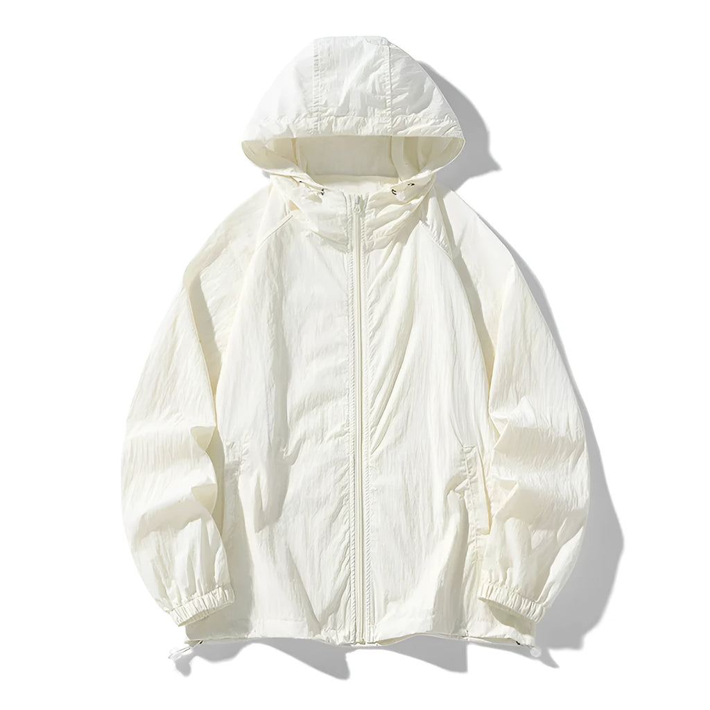 Outdoor sun-protective couple sports coat jacket in loose fit, thin nylon blend, available in 8 colours