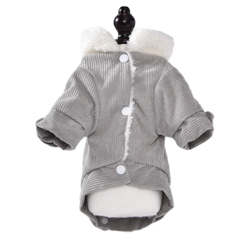 Lambswool grey dog fleece vest with wool lining for autumn and winter wear