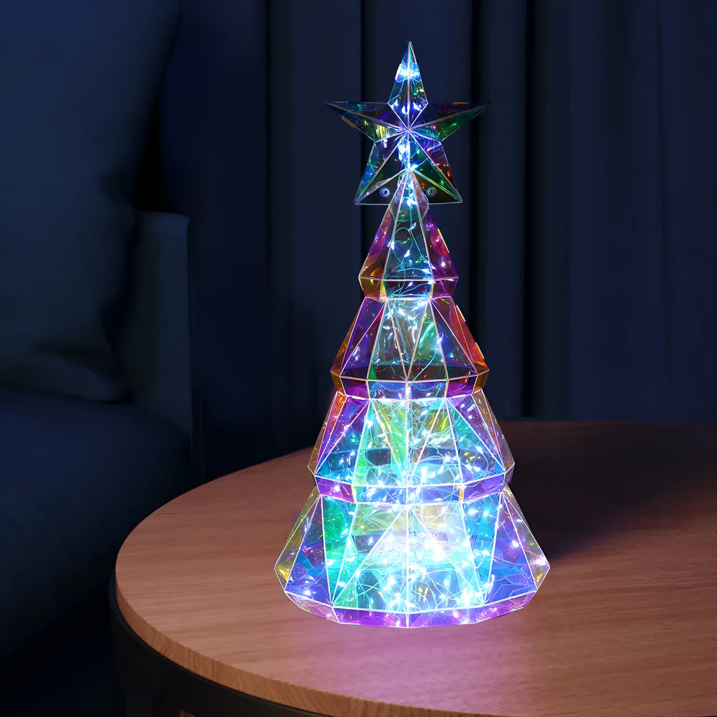 Colourful cartoon Christmas tree light decoration made of PET plastic.