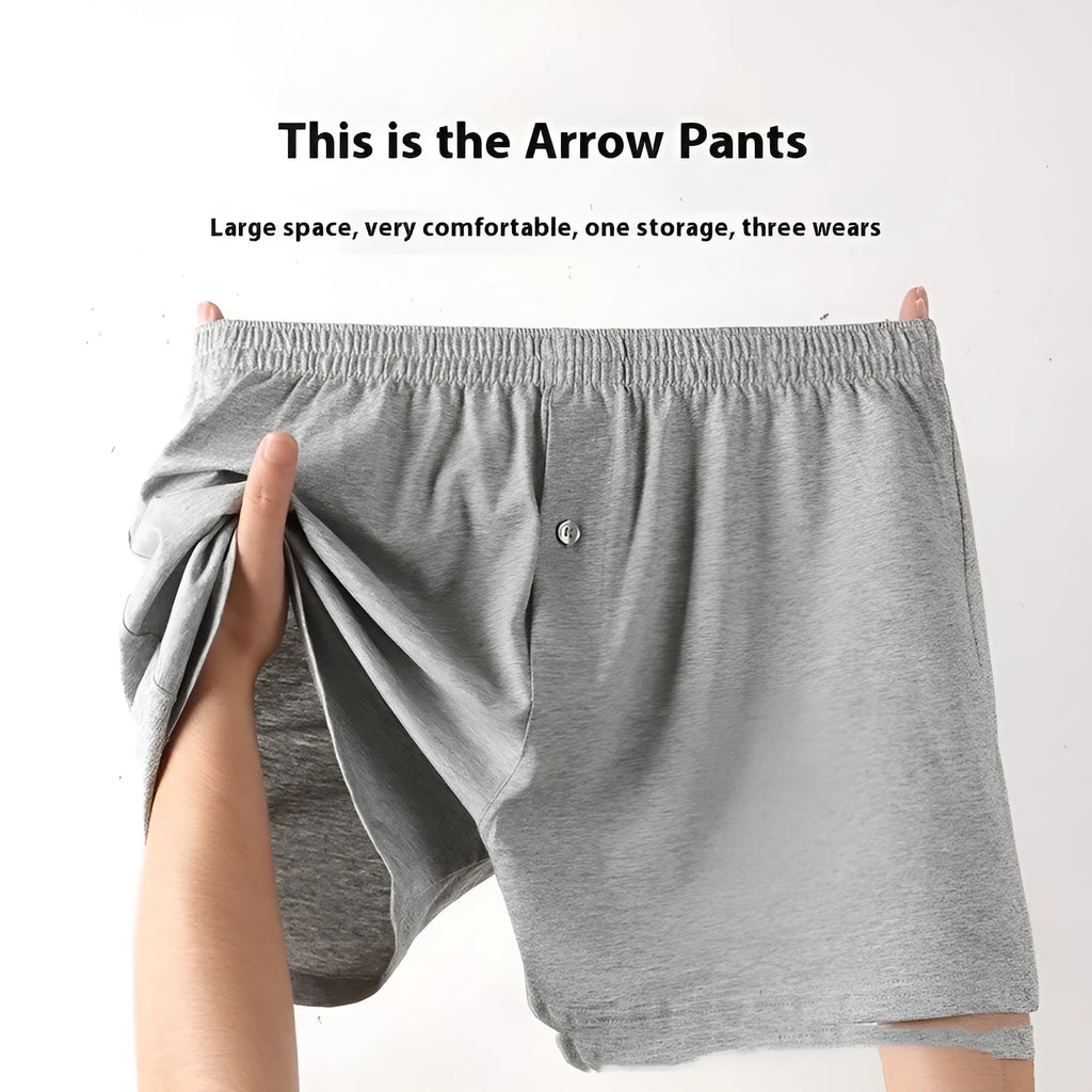 Men's cotton boxer shorts in black, light grey and navy blue colours with high waist and loose fit