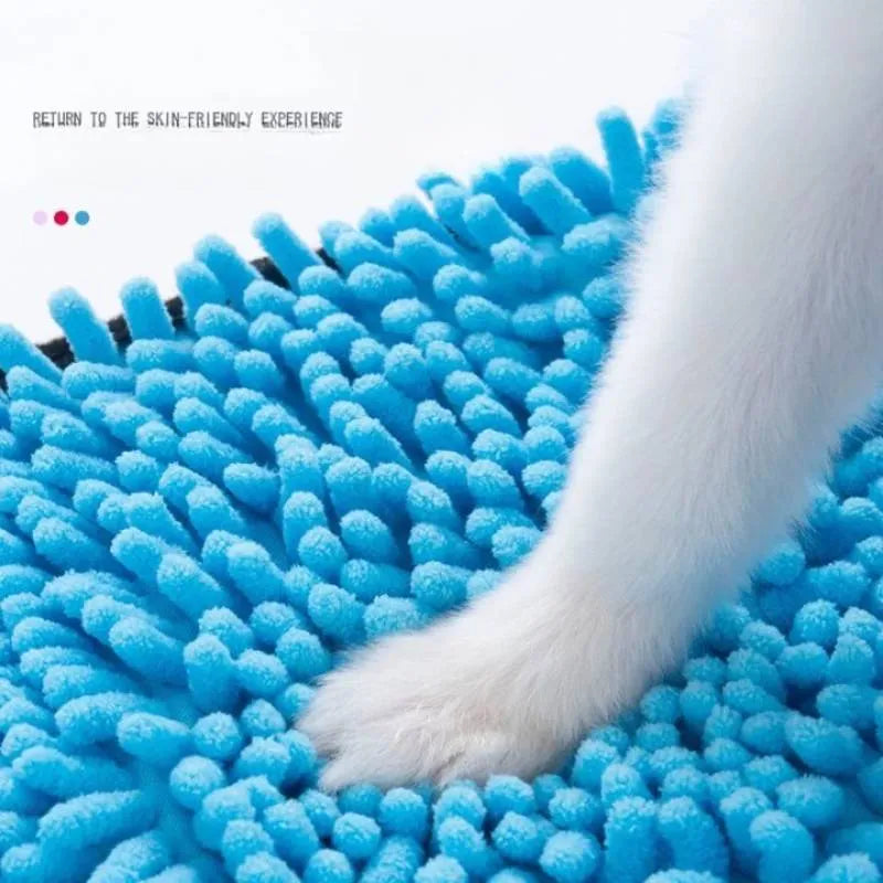 Blue pet bath towel measuring 62x23 cm for drying dogs and cats