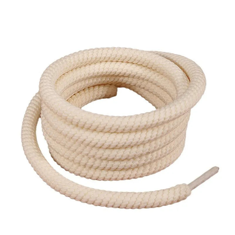 Round 10mm woven shoelace in white, beige, and black for solid colour bread shoes, lengths 80cm to 160cm