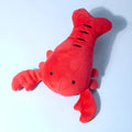 Red squeaky lobster stuffed dog chew toy for small medium breeds measuring 12.5 cm