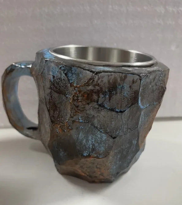400ml resin coffee mug with handle in a choice of colours including blue, purple, and rock pattern.