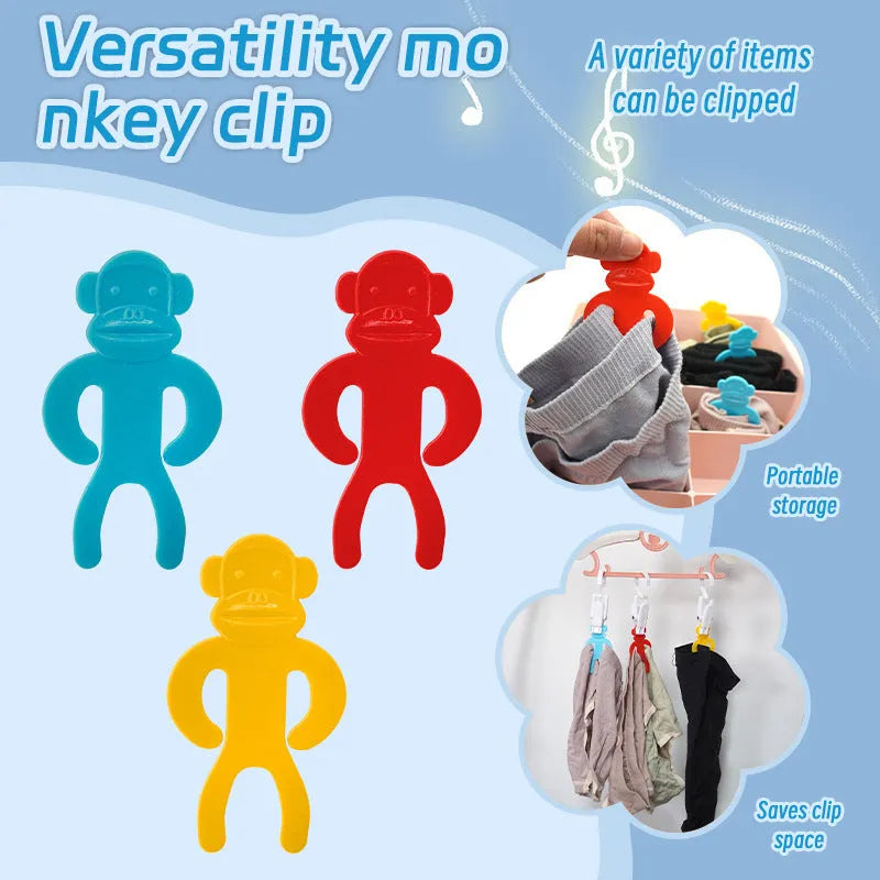 Plastic socks clips in blue, red, and yellow colours for machine wash anti-winding organisation