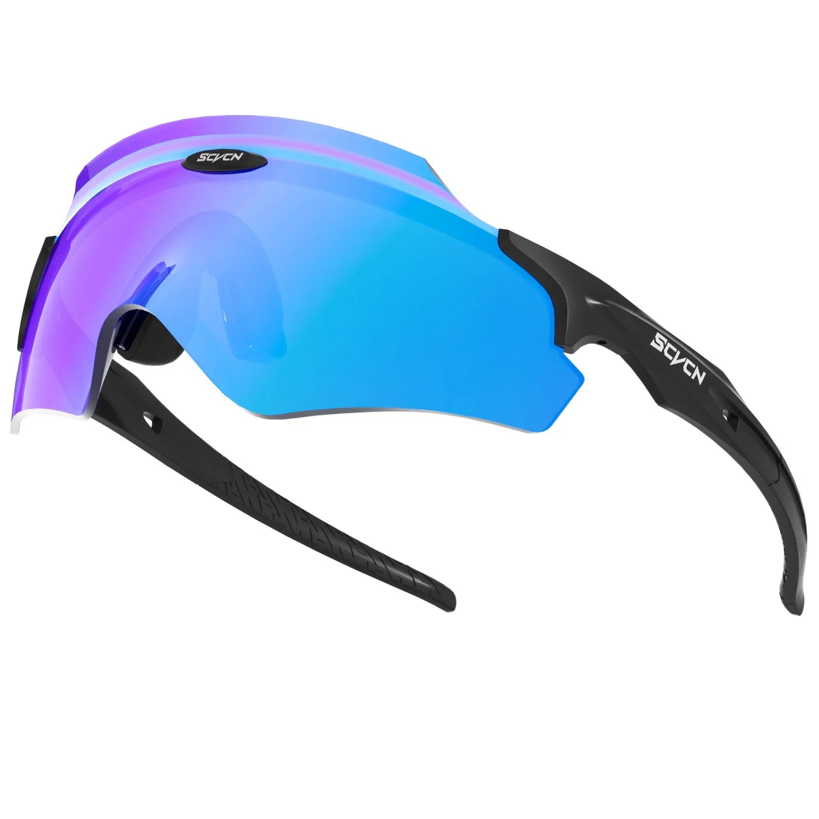 Athletic sports glasses with integrated colourful lens in frameless windproof design for cycling and running
