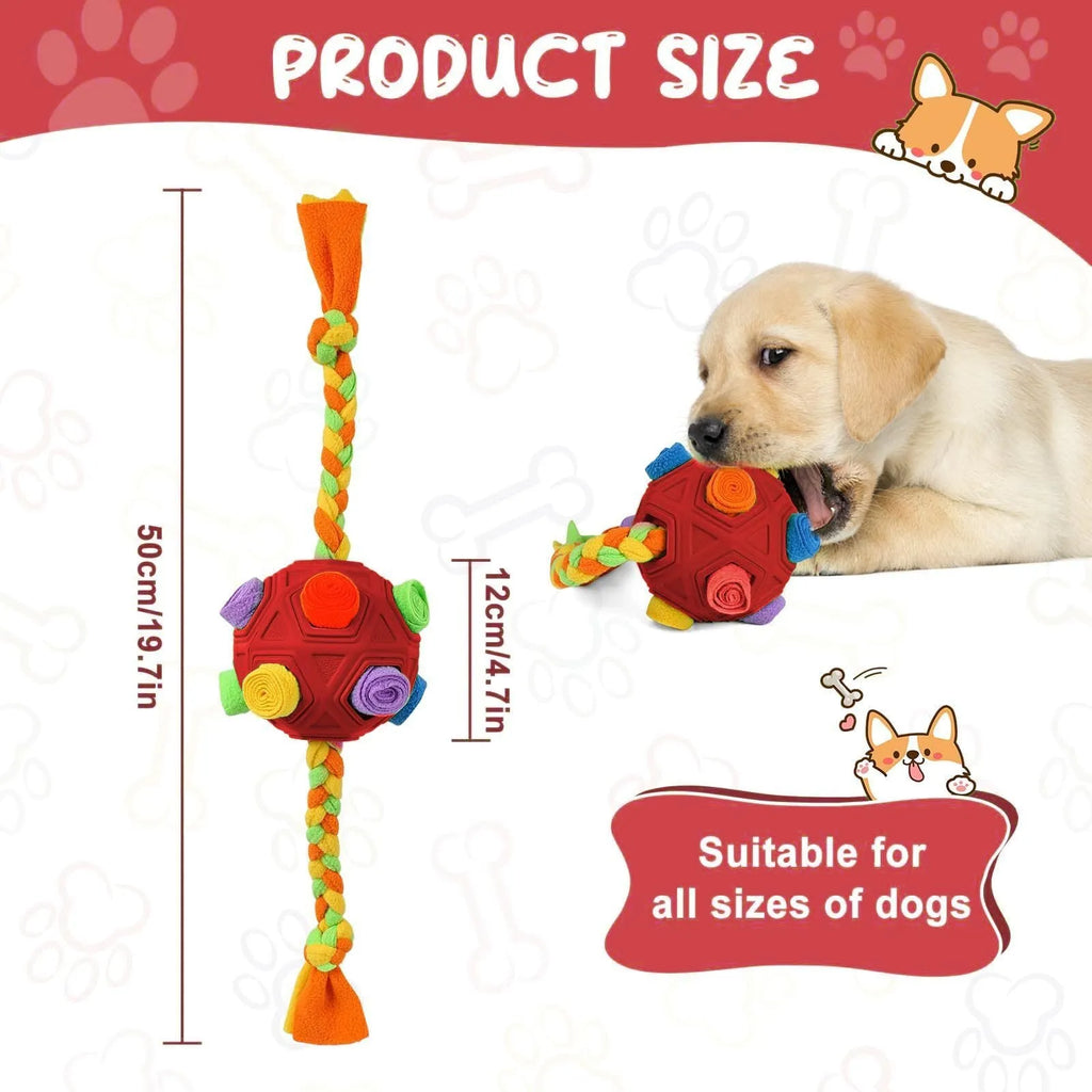 Pet sniffing ball dog puzzle toy in blue colour with bite resistant design for treat dispensing