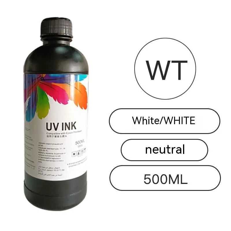 500ml bottle of Epson-compatible UV printer ink for XP600 TX800 and 5th to 7th generation printheads.