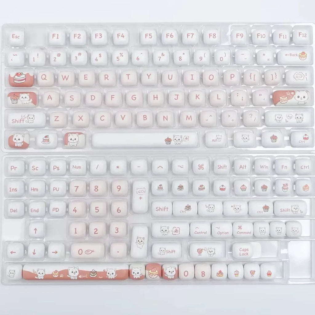 Cartoon dessert cat sublimation key cap for mechanical keyboards in pastel colours