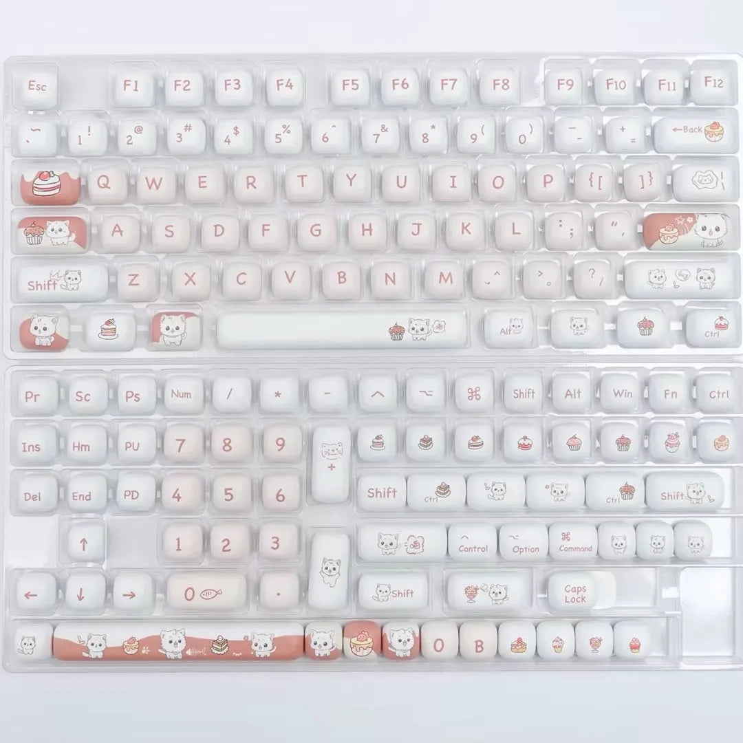 Cartoon dessert cat sublimation key cap for mechanical keyboards in pastel colours
