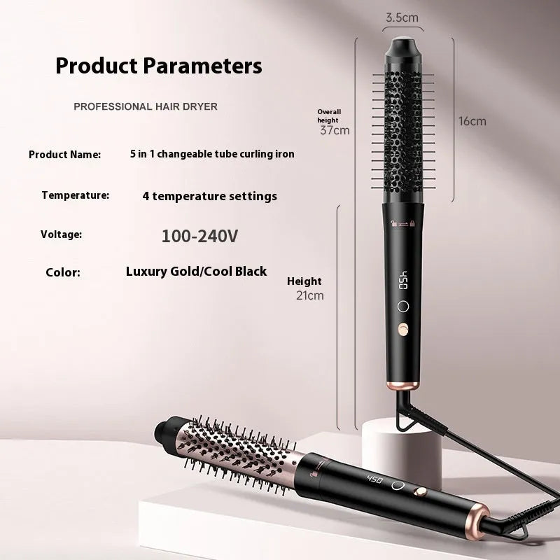 Automatic large wave hair curler in rose gold or black colour with power cord and three headbands.