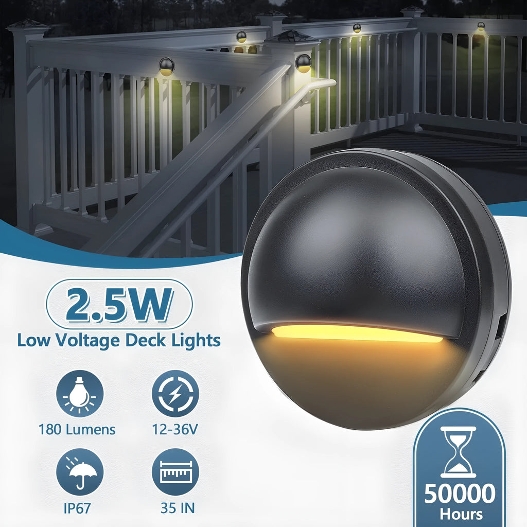 Compact low voltage outdoor step light with IP67 rating for garden paths