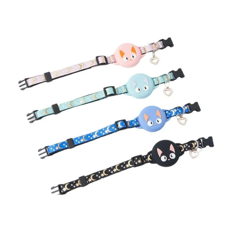AirTag protective case for cat collars in plastic with adjustable buckle sizing