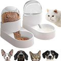 White automatic cat feeder and water dispenser set with wave-patterned shell.
