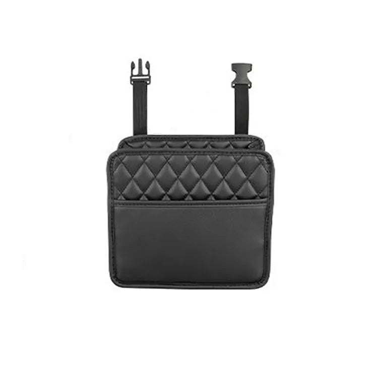 Leather car hanging storage bag measuring 25cm with black, pink, green, and white colour options