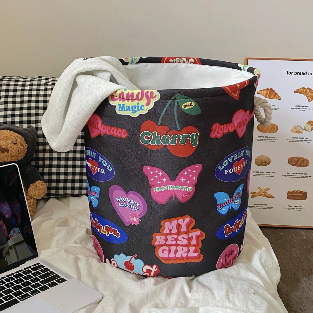 Foldable cotton laundry basket in modern simple style with large capacity for bedroom bathroom storage