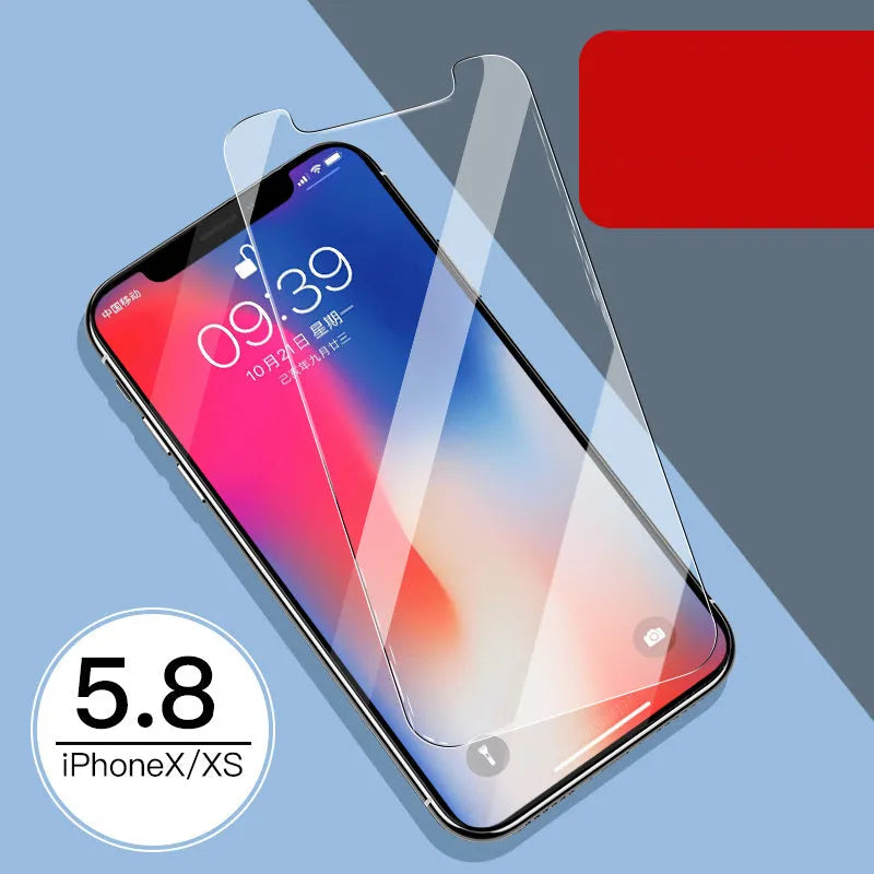 Apple iPhone tempered glass screen protector film for front and rear, showing half-screen design